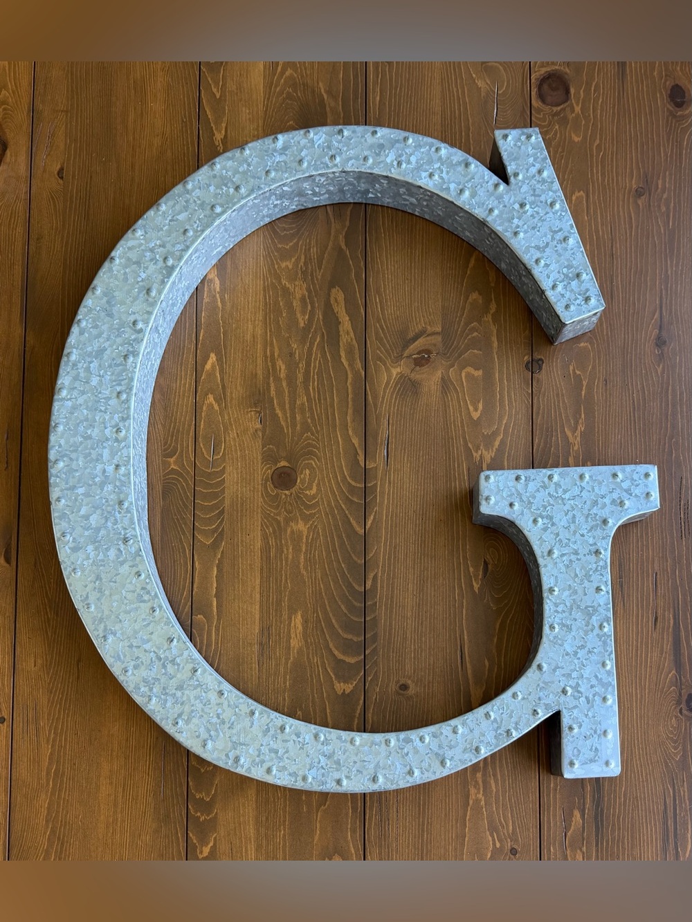 Pottery Barn 30” Galvanized Metal “G” Letter Wall Decor